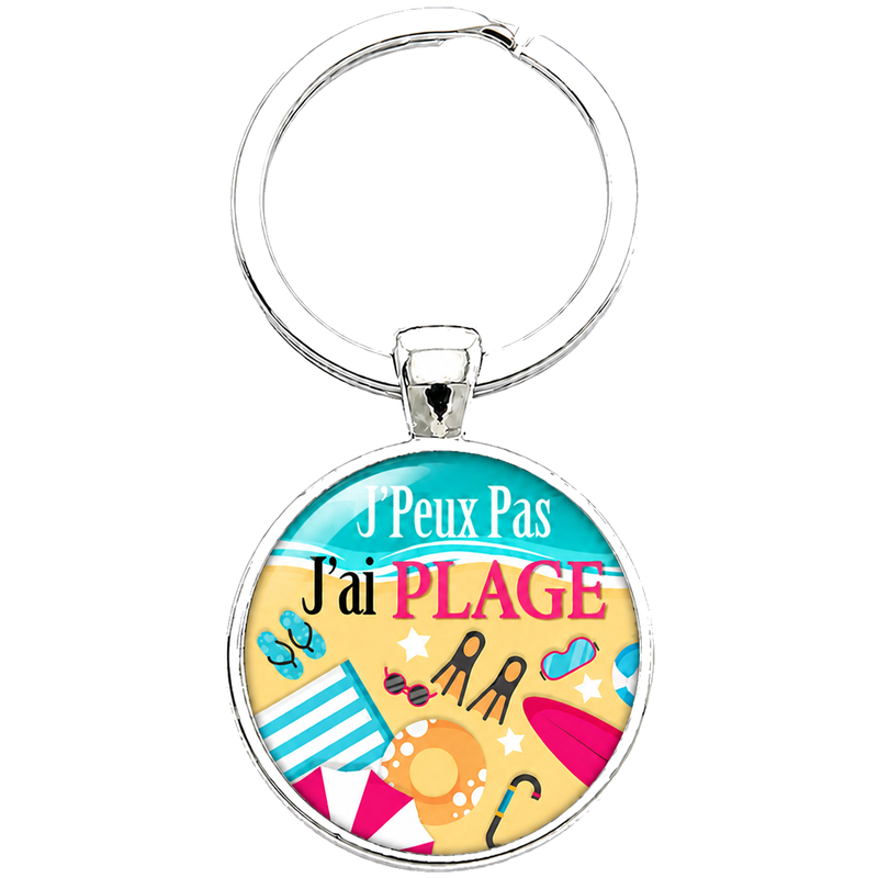 Porte-clé "J'peux pas j'ai Plage" Cadeau Original Humour Anniversaire Noël