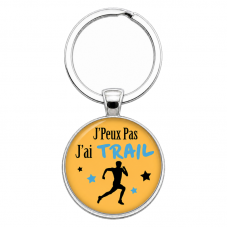 Porte-Clé Fait Main J’Peux Pas J’ai TRAIL Verre 25mm pour la Création de Bijoux Fantaisie - DIY