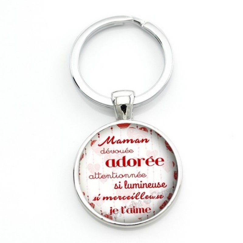 Porte-clé "Maman adorée" Cadeau Fête des Mères
