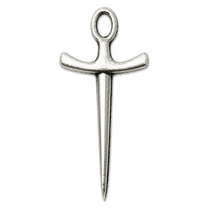 5 Breloques Épée Argentée 20x9,7mm