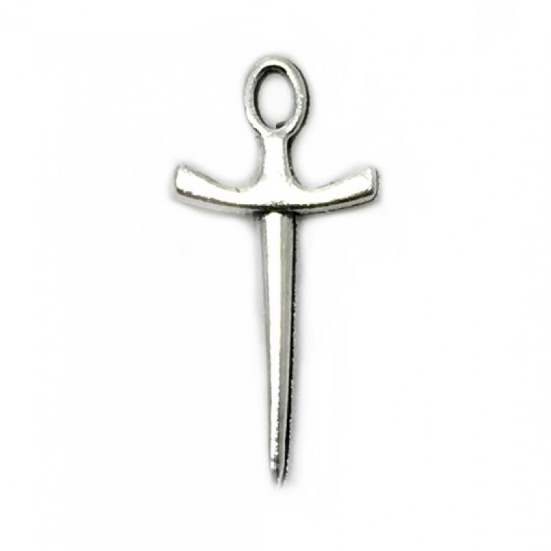 5 Breloques Épée Argentée 20x9,7mm