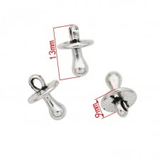 4 Breloques Tétine Bébé Argentée 13x9mm