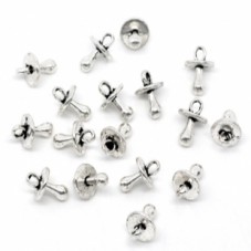4 Breloques Tétine Bébé Argentée 13x9mm