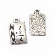 4 Breloques Livre École Argenté 17x11mm
