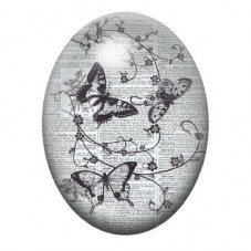 Cabochon en Verre Illustré Papillons sur Partition Ancienne 13x18, 18x25 ou 30x40mm pour la création de bijoux fantaisie - DIY