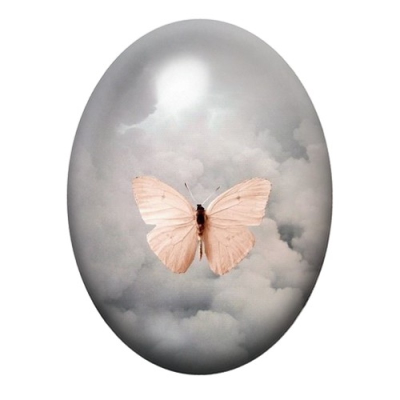 Cabochon en Verre Illustré Papillon Nuages 13x18, 18x25 ou 30x40mm