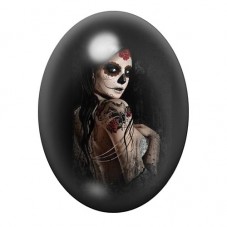 Cabochon en Verre Illustré Femme du Jour des Morts 13x18, 18x25 ou 30x40mm pour la création de bijoux fantaisie - DIY