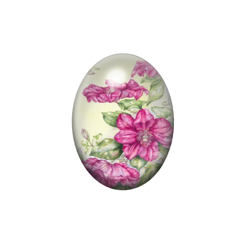 Cabochon en Verre Illustré Fleurs 13x18, 18x25 ou 30x40mm