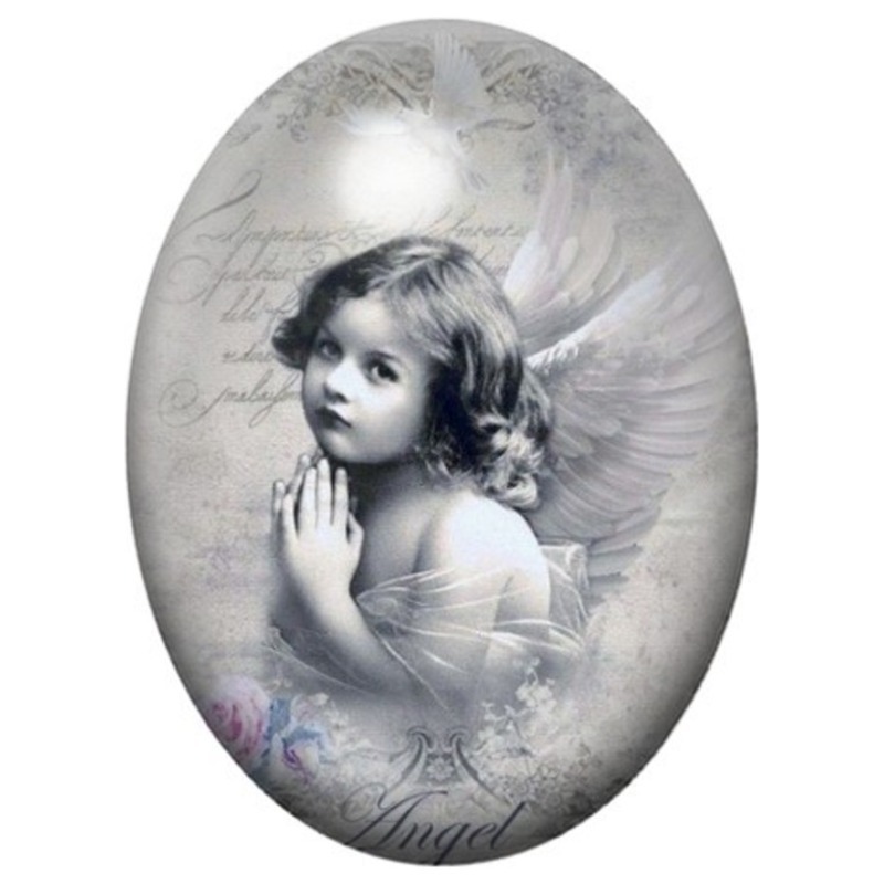 Cabochon en Verre Illustré Petite Fée Vintage 13x18, 18x25 ou 30x40mm
