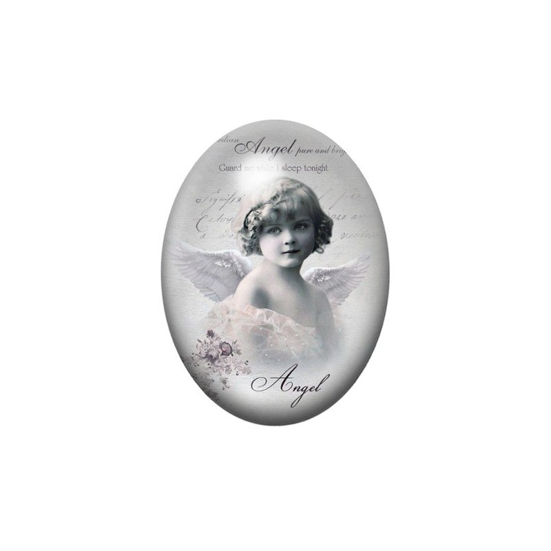 Cabochon en Verre Illustré Petite Fille Ange Vintage 13x18, 18x25 ou 30x40mm