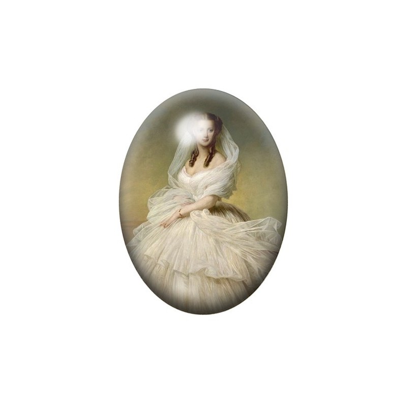 Cabochon en Verre Illustré Femme Vintage 13x18, 18x25 ou 30x40mm