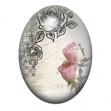 Cabochon en Verre Illustré Roses Vintage sur Lettre Ancienne 13x18, 18x25 ou 30x40mm pour la création de bijoux fantaisie - DIY