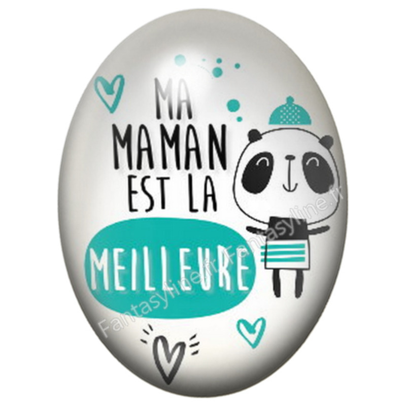 Cabochon en Verre Illustré Ma Maman est la Meilleure 13x18, 18x25 ou 30x40mm