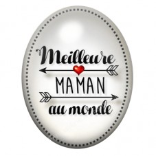 Cabochon en Verre Illustré Meilleure Maman au Monde 13x18, 18x25 ou 30x40mm pour la création de bijoux fantaisie - DIY