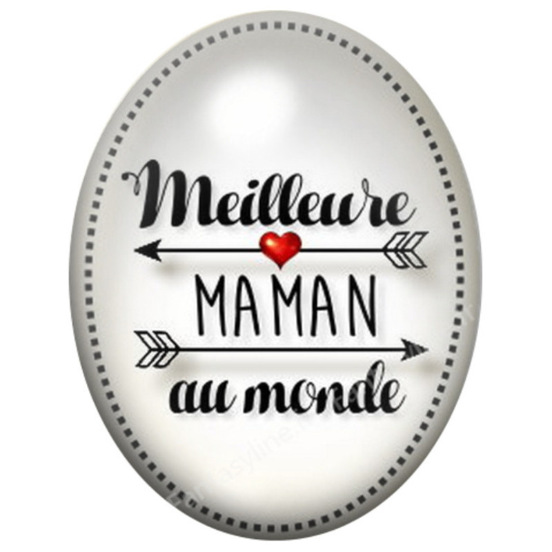 Cabochon en Verre Illustré Meilleure Maman au Monde 13x18, 18x25 ou 30x40mm