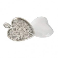 Support Pendentif Coeur Argenté avec Cabochon en Verre 25mm pour la Création de Bijoux Fantaisie - DIY