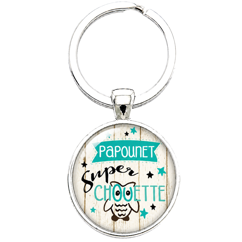 Porte-clé "Papounet Super Chouette" Cadeau Fête des Pères