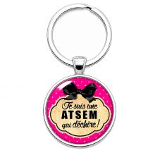 Porte-clé "Je suis une Atsem qui Déchire" Cadeau de Fin d'Année d’École pour la Création de Bijoux Fantaisie - DIY