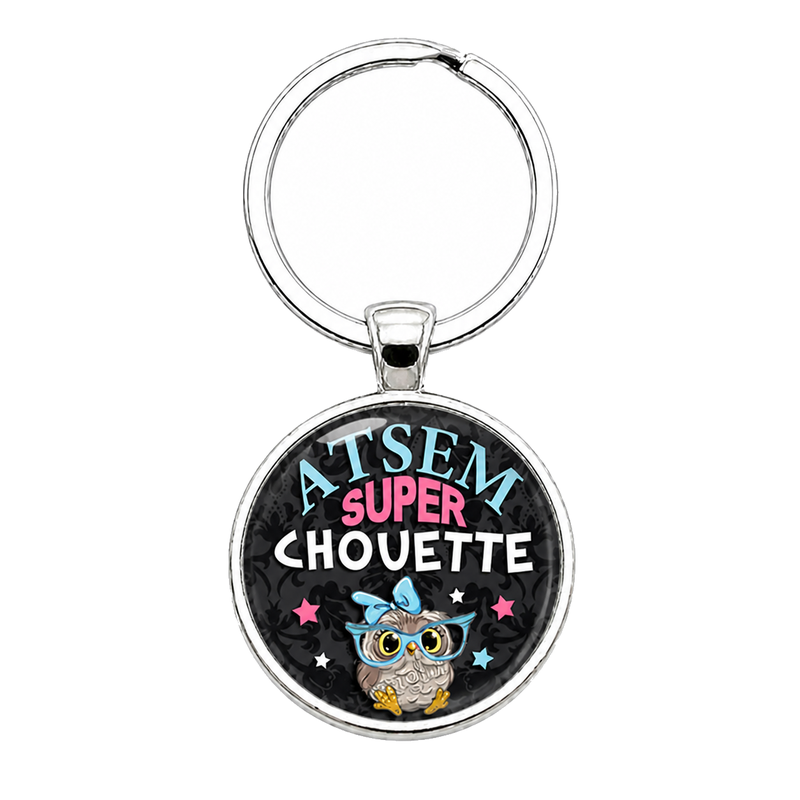 Porte-clé "Atsem Super Chouette" Cadeau de Fin d'Année d’École