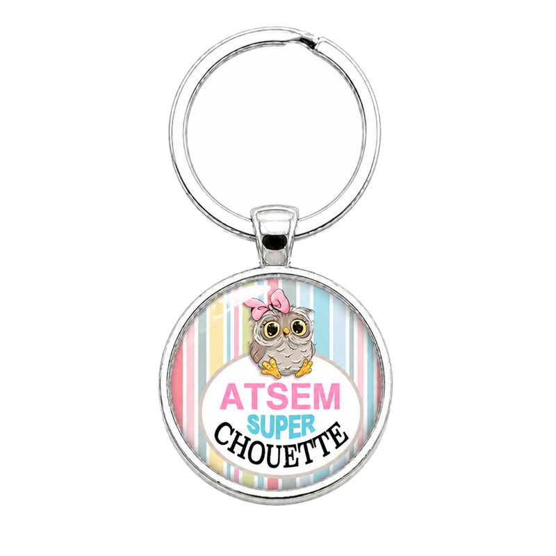 Porte-clé "Atsem Super Chouette" Cadeau de Fin d'Année d’École