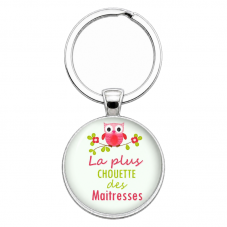 Porte-Clé Fait Main La plus chouette des maîtresses Verre 25mm pour la Création de Bijoux Fantaisie - DIY