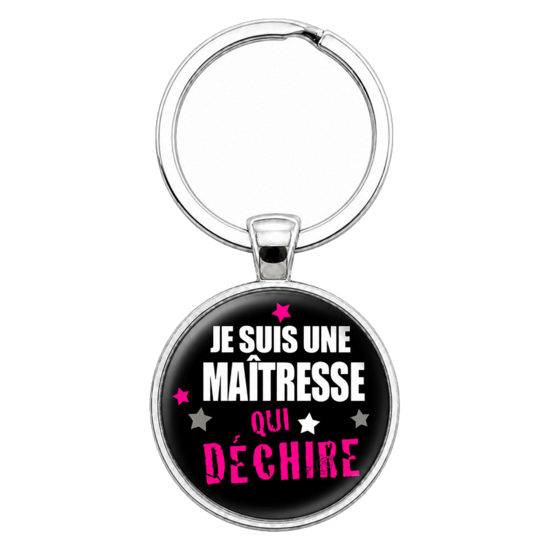 Porte-Clé Fait Main Je suis une maîtresse qui déchire Verre 25mm