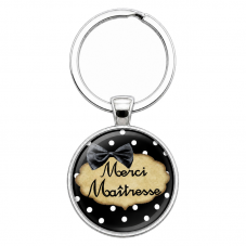 Porte-Clé Fait Main Merci Maîtresse Verre 25mm pour la Création de Bijoux Fantaisie - DIY
