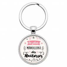 Porte-Clé Fait Main La plus merveilleuse des maîtresses Verre 25mm pour la Création de Bijoux Fantaisie - DIY