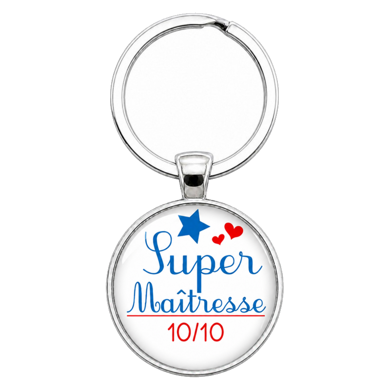 Porte-Clé Fait Main Super Maîtresse 10/10 Verre 25mm
