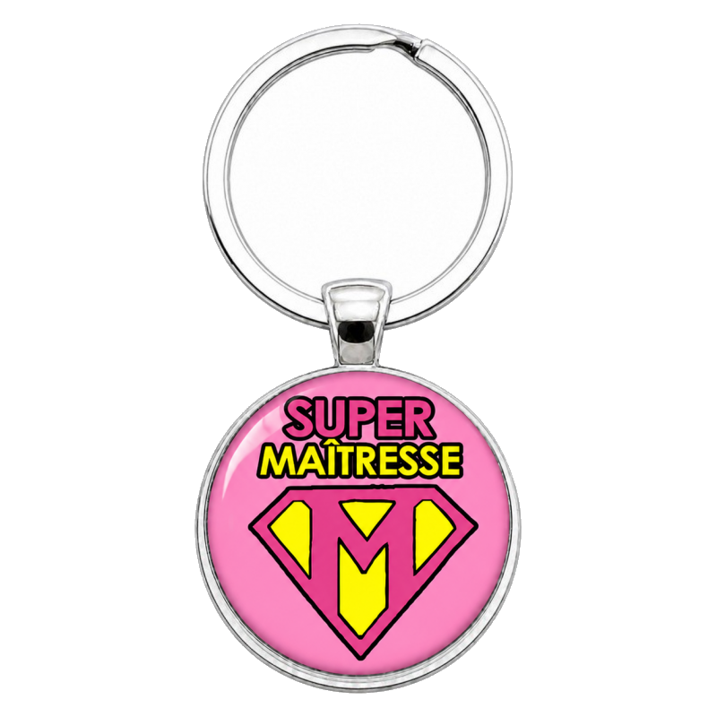 Porte-Clé Fait Main Super Maîtresse Verre 25mm