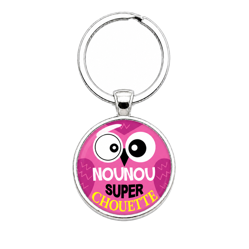 Porte-clé "Nounou Super Chouette" Cadeau de Fin d'Année d’École