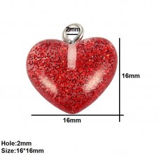4 Breloques en Résine Coeur Paillettes Multicolore 16mm Saint Valentin