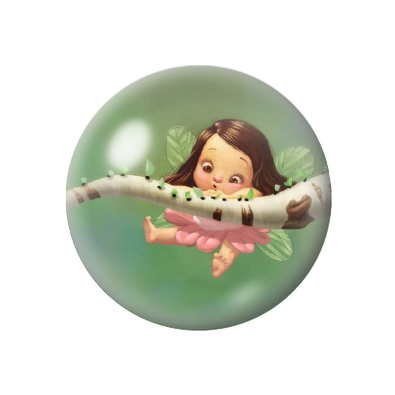 Cabochon en Verre Illustré Fée Arbre Branche 12 à 25mm