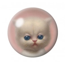 Cabochon en Verre Illustré Chaton Blanc aux Yeux Bleus 12 à 25mm pour la Création de Bijoux Fantaisie – DIY