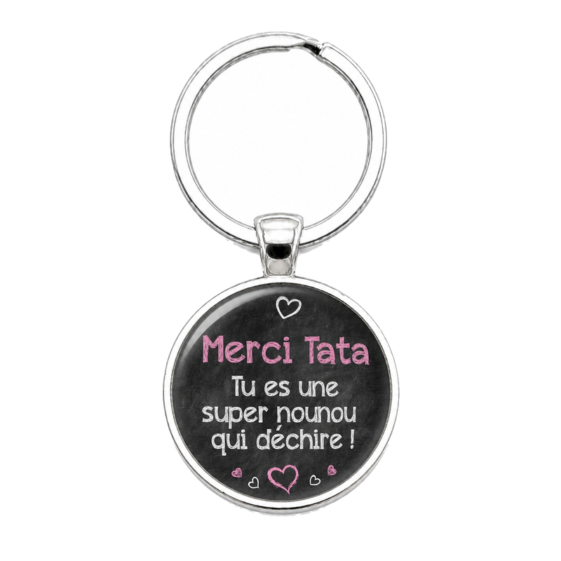 Porte-clé "Merci Tata, Super Nounou" Cadeau