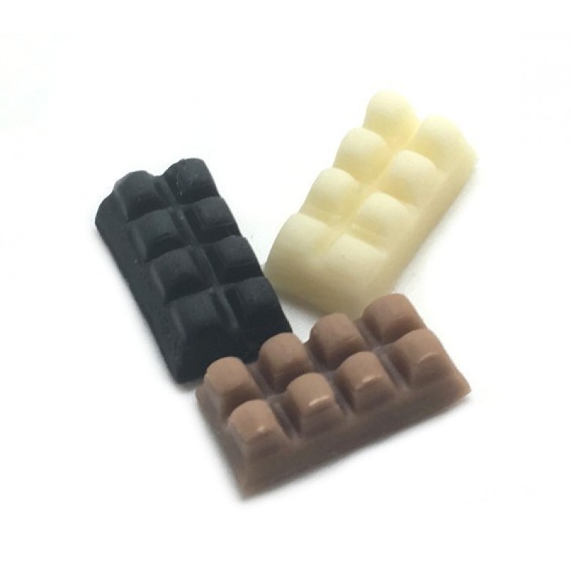 3 Cabochons Tablettes Miniatures en Fimo 14x7mm