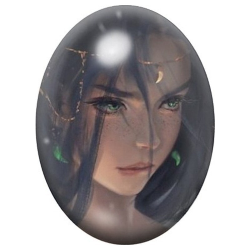 Cabochon en Verre Illustré Homme Elfe aux Cheveux Bleus 13x18, 18x25 ou 30x40mm