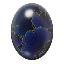 Cabochon en Verre Illustré Fleurs Abstraites Bleu Nuit 13x18, 18x25 ou 30x40mm pour la création de bijoux fantaisie - DIY