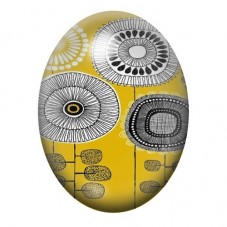 Cabochon en Verre Illustré Fleurs Graphiques Jaunes et Grises 13x18, 18x25 ou 30x40mm pour la création de bijoux fantaisie - DIY