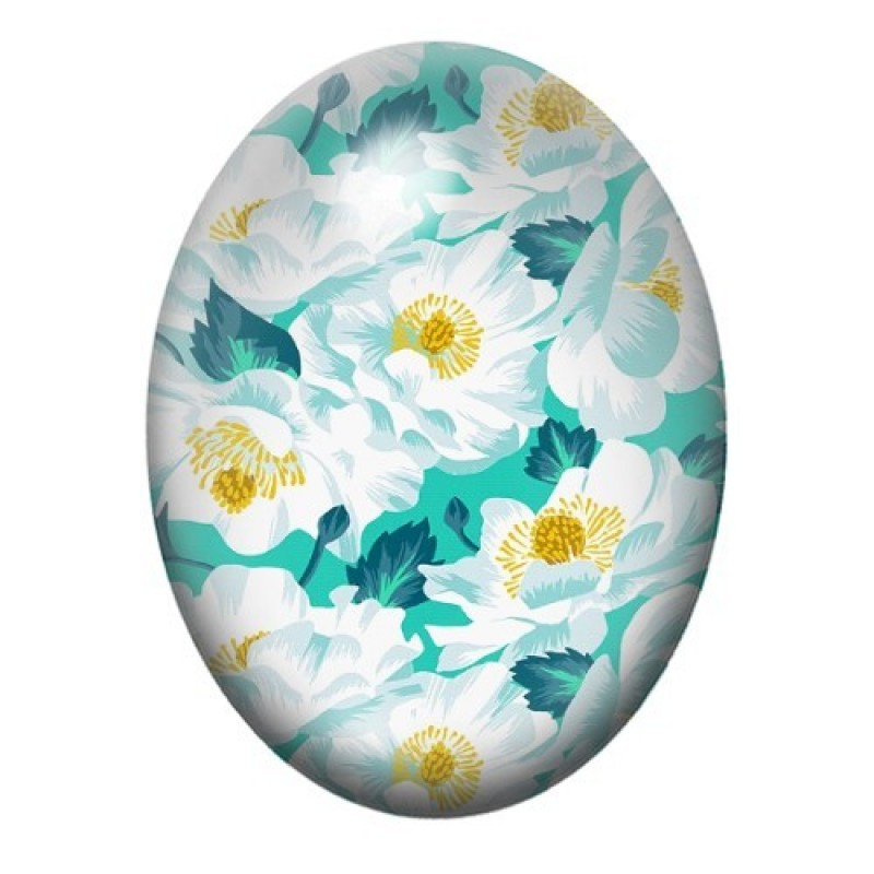 Cabochon en Verre Illustré Fleurs 13x18, 18x25 ou 30x40mm