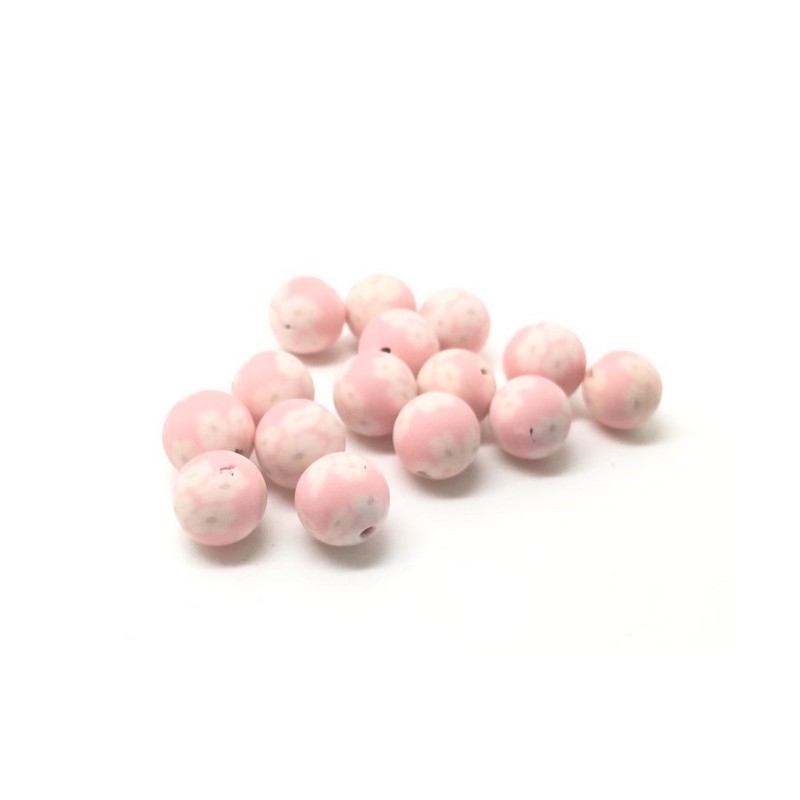 15 Perles Roses en Pâte Polymère Fimo 8mm