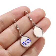 1 Paire de Support Boucle d'Oreille en Acier inoxydable pour Cabochon 12mm