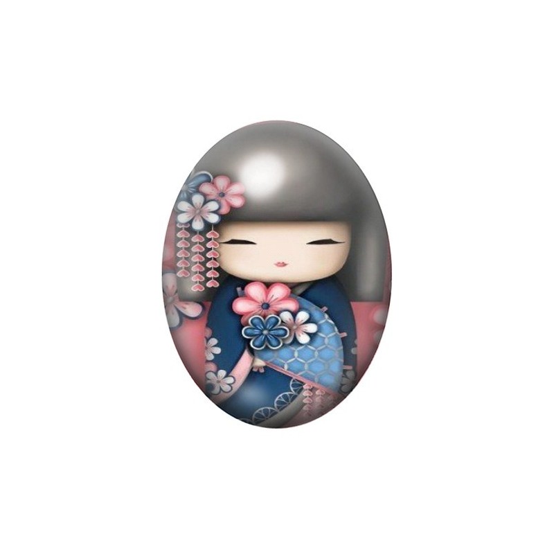Cabochon en Verre Illustré Geisha Japon 13x18, 18x25 ou 30x40mm