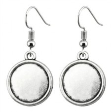 1 Paire de Support Boucle d'Oreille Dormeuse Argentée pour Cabochon 12mm pour la Création de Bijoux Fantaisie - DIY