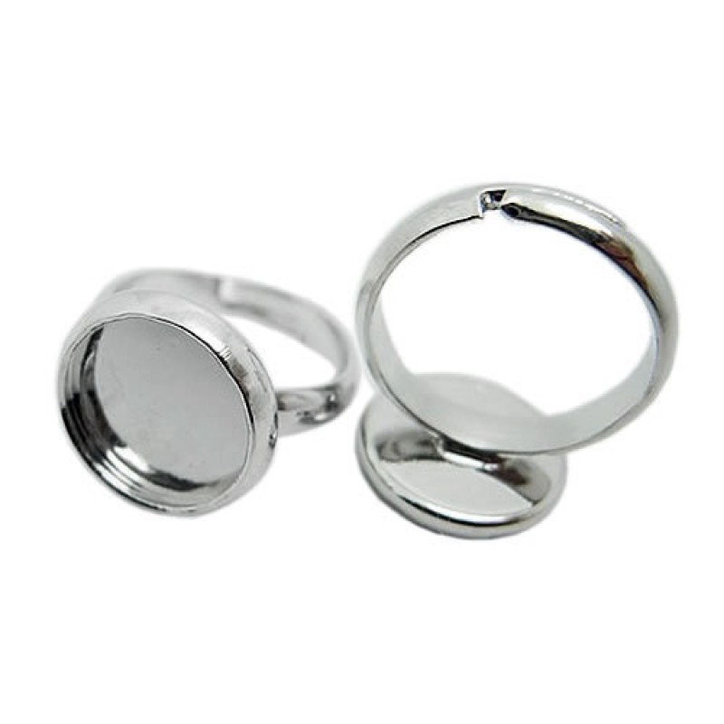 2 Supports Bagues Enfant Ajustables Argentés pour Cabochon 10mm