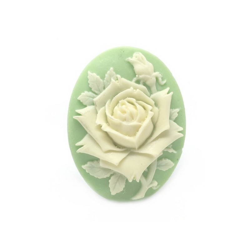 Camée Cabochon Fleur Rose Haute Qualité AAAA+ 30x40mm