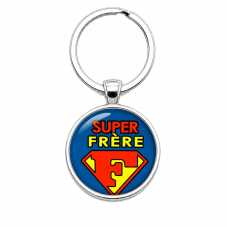 Porte-Clé Fait Main Super Frère Verre 25mm pour la Création de Bijoux Fantaisie - DIY