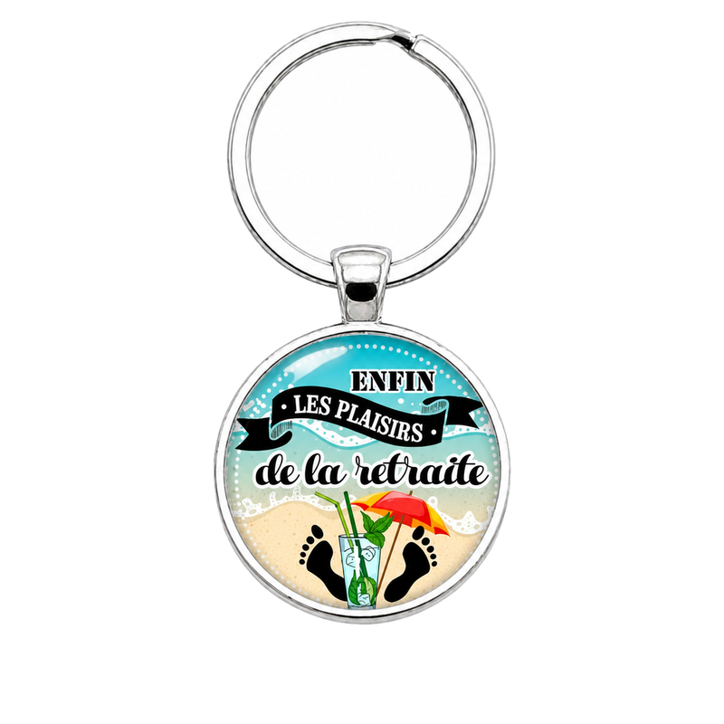 Porte-clé "Les Plaisirs de la Retraite" Cadeau