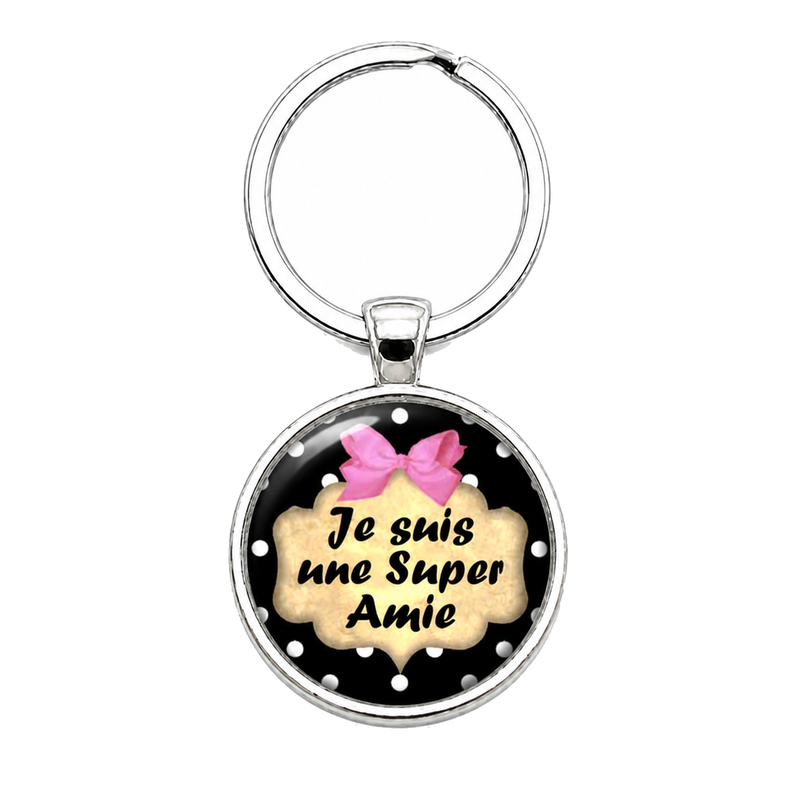 Porte-Clé Fait Main Je suis une Super Amie Verre 25mm