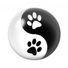 Cabochon en Verre Illustré Yin-Yang aux Empreintes de Chat 12 à 25mm pour la Création de Bijoux Fantaisie – DIY